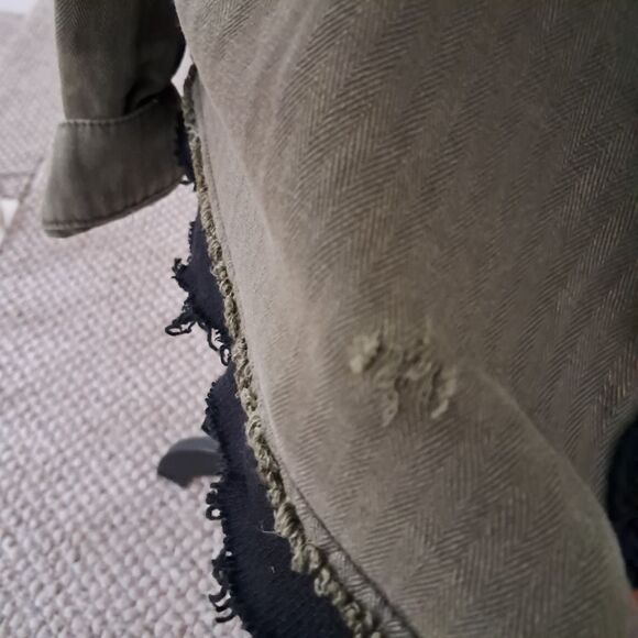 Free People Drawcord Waist Slouchy Jacket Med Olive Green Fleece Interior Hood - Picture 4 of 10